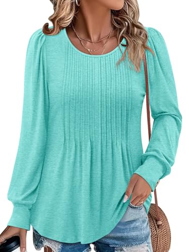BETTE BOUTIK Long Sleeve Shirts for Women Fall Tops Dressy Blouses Crewneck Tunic Tops for Leggings S-3XL