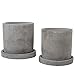 MyGift 4.5 Inch Indoor Plant Pots, Unglazed Gray Concrete Succulent Planters, Mini Small Plant Pots with Removable Drainage Trays for Succulents and Cactus, Set of 2