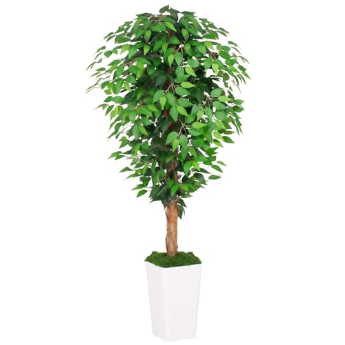 Keeplush 5ft Ficus Artificial Tree with 3 Natural Curved Trunks,