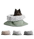 HS-Hundebett® Schlupfsack Cord-Exklusiv – Vielseitige Kuschelhöhle für Hunde und Katzen – Waschbar – Made in DE (Grün/Hellgrau, 60x75cm)
