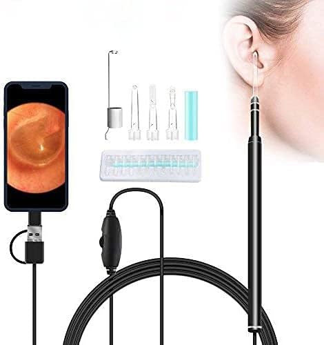 Otoscope,Ear Endoscope,Ear Wax Removal Tool,3 in 1 Ear Scope,720P HD Waterproof Camera with 6 Adjustable LED Lights for Android Phone (OTG+Micro USB+Type C) Window Mac PC with Ear Pick Cleaning Kit