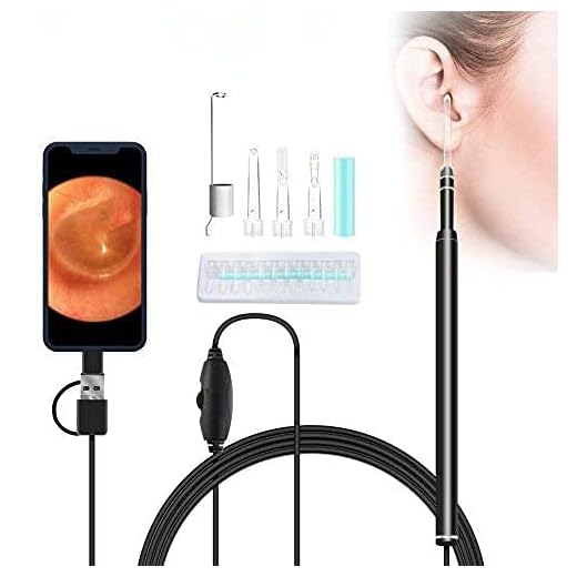 Otoscope,Ear Endoscope,Ear Wax Removal Tool,3 in 1 Ear Scope,720P HD Waterproof Camera with 6 Adjustable LED Lights for Android Phone (OTG+Micro USB+Type C) Window Mac PC with Ear Pick Cleaning Kit