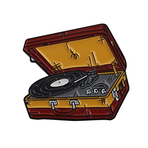Image of Gzrlyf 2Pcs Vinyl Record Pins Suitcase Record Player Enamel Brooch Vinyl Lover Gifts for Collectors DJ Gifts Retro Music Gift