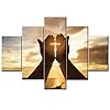 Christian Pictures for Wall Crosses Decor Catholic Easter Lent Mind Pray Paintings 5 PcsMulti Panel Canvas Artwork Home Decor for Living Room Framed Ready to Hang Posters and Prints60Wx40H