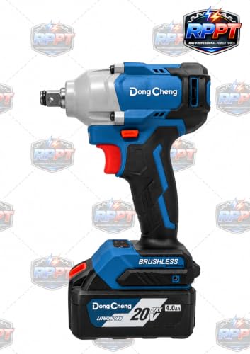 Image of DongCheng Cordless Brushless Impact Wrench | 20V | 298 N.m Max Torque | 1 /2 inch [12.7 mm] Square Drive | 2-Speed Control | with 2 x 4.0Ah Battery | 1 x Charger | DCPB298 | Can Open Nuts Upto 28 mm |