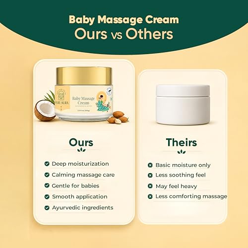 Image of Pure Aura Baby Massage Cream 100g, Pack of 3 - Doctor Recommended Ayurvedic Baby Cream with Natural Herbs | Chemical-Free Nourishing & Soothing Care for Newborns & Kids