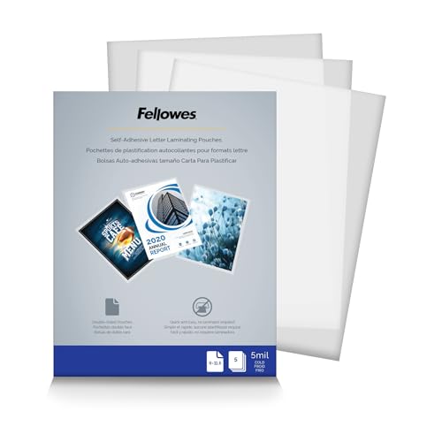 Fellowes Self-Adhesive Letter Laminating Pouches ,5 Pack (52205)