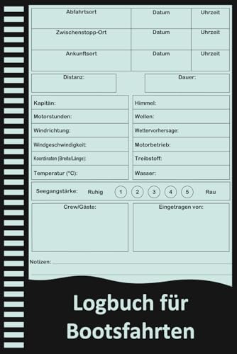 Logbuch f&uuml;r Bootsfahrten: Boots- und Kapit&auml;nsjournal zur Dokumentation von Routen, Wetter, Motorstunden & Crew.
