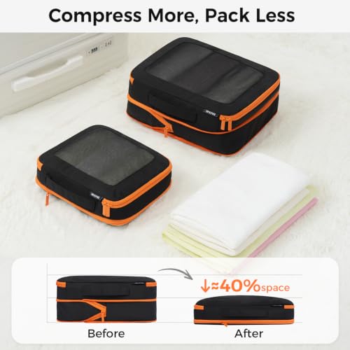 Image of BAGAIL Durable Compression Packing Cubes for Travel, 6 Set-Jet Black