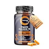 Curcumin 95 | Organic | Curcumin Capsules high Strength with Black Pepper | 500mg 95% Curcuminoids & 10mg Organic Black Pepper | 60 Capsules 2 Month Supply | by Clearwave Health