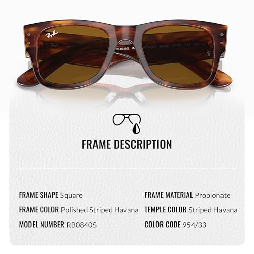 Ray-Ban RB0840S MEGA WAYFARER Square Shaped Sunglasses for Men & Women with Official RAYBAN Eyewear Kit3