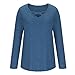 Womens Criss Cross V Neck Tunic Tops Casual Fashion Long Sleeve T-Shirt Blouse Comfy Stretchy Solid Color Shirts Blue