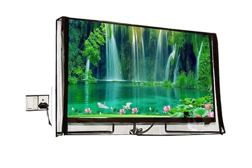 Image of The Furnishing Tree 75 Inch Waterproof & Dustproof PVC LED TV Cover - Universal Fit for All Brands, Dimensions of the Cover WxHxD In Inches: ( 66.5x39x4 ), Transparent