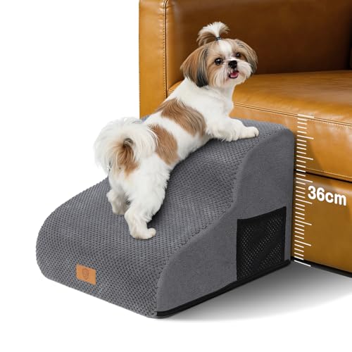Zvonema Hundetreppe, Hundetreppe für Kleine Hunde, wasserdichte rutschfest Haustiertreppe 2 Stufen, Hochwertige Schwamm Hunderampe, Waschbar Hunde Treppe für Sofa Bett, Tragbar Katzentreppe