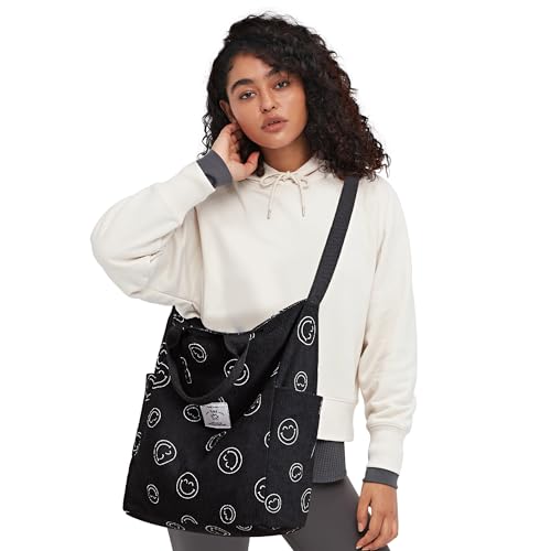 Image of KALIDI Corduroy Tote Bag, Large Slouchy Hobo Messenger Crossbody Bag