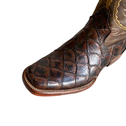 Dona Michi Men Genuine Cowhide Fish Print Cowboy Boots Handcrafted3