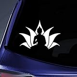 Bargain Max Decals Buddha Lotus Flower Sticker Decal Notebook Car Laptop 5.5' (White)
