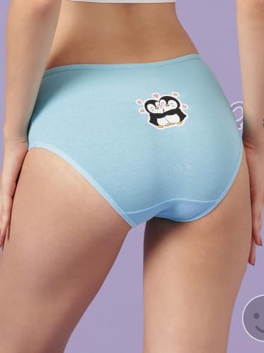 Image of Clovia Chuddy Buddies Cotton Printed Back Hipster Panties for Women Combo -Pack of 3- Multicolor