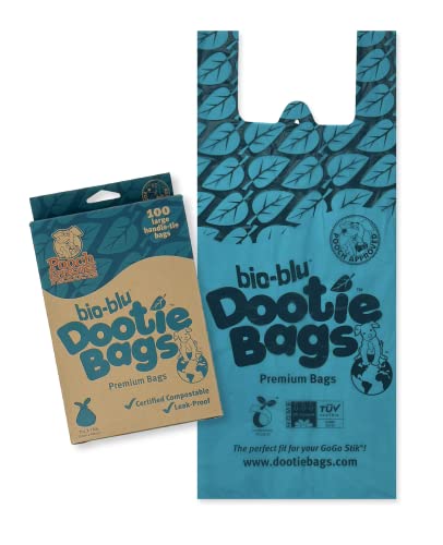 Bio-Blu Dootie Bags®, Premium Medium-Large Certified Compostable, E-Z Tie Handle Poop Bags, Strong, Leak Proof, 100 Count. Fits Gogo Stik St Catch-N-Go And Xp Pooper Scoopers #TOP1