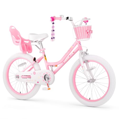 Image of Glaf Toddler Girls Bike for Age 2-12 Years Old | 12 14 16 20 Inch Kids Bike Girls Bicycle with Training Wheels,Basket,Doll Seat,Princess Style Kids Bicycle Gift