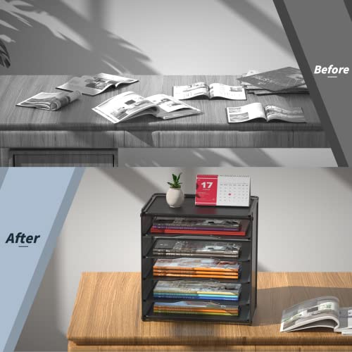 Samstar Letter Tray Paper Organizer, Mesh Desk File Organizer With 5 Tier Shelves And Sorter, Black #TOP3