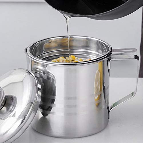 OnePine 1.2L Oil Strainer Pot with 304 Stainless Steel Detachable Fine Mesh Filter and Lid - Image 4