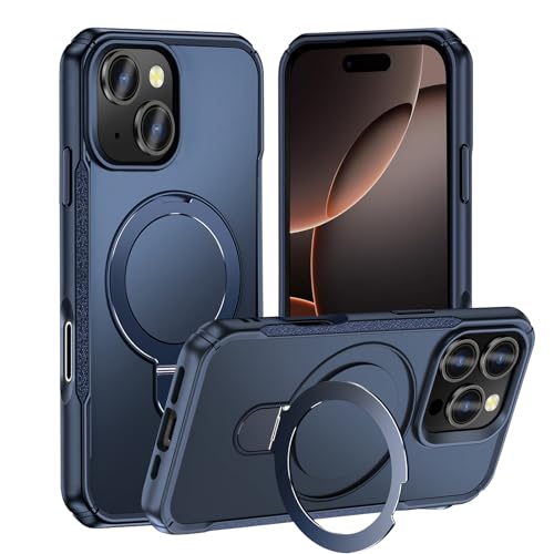 Vanki Hülle für iPhone 16 Pro mit Unsichtbarem Ständer 360 Grad Drehbar Militärschutz Stoßfest Kratzfeste Schutzhülle fü...