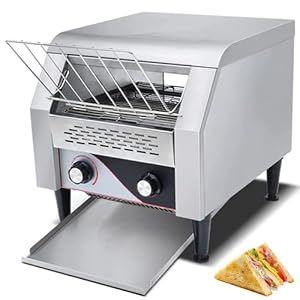 Commerciële Transportband Broodrooster 150-450 Plakken/Uur Roestvrij staal Broodrooster met Dubbele het Verwarmen Buizen voor Restaurant Bakkerij