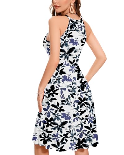 Image of ANYFITTING Built in Bra Halter Dresses for Women 2026 Summer Pockets Dress Flowy Midi Sundresses Beach Vacation