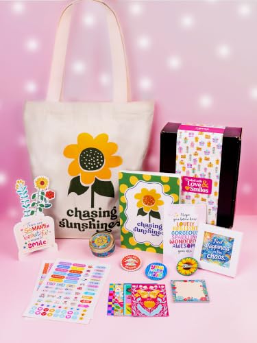 Image of Doodle Magic Moments Gift Hamper for Girls | 16 Cute Goodies with Notebook, Tote Bag, Floral Desk Stand, Stickers, Photo Frame, Scented Candle, Magnets, Key Ring, Pen, Thoughtful Card, Notecards & Chit Pad | Ready-to-Gift Birthday Hamper | Gift Set for Teens, Best Friends & Sisters