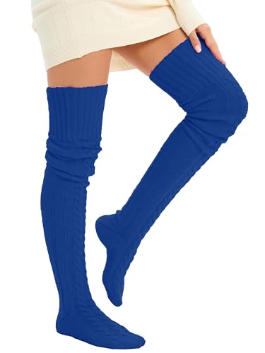 Image of Women's Thigh High Knitted Winter Boot Socks Vintage Extra Long Leg Warmer Over Knee High Stockings