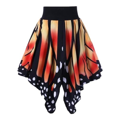 Schmetterling Kostüm Damen Schmetterlings Rock Minirock Faltenrock Faschingskostüme Erwachsene Schwingen Tanz Feen Butterfly Costume für Halloween Fasching Karneval Festival Party Tanz