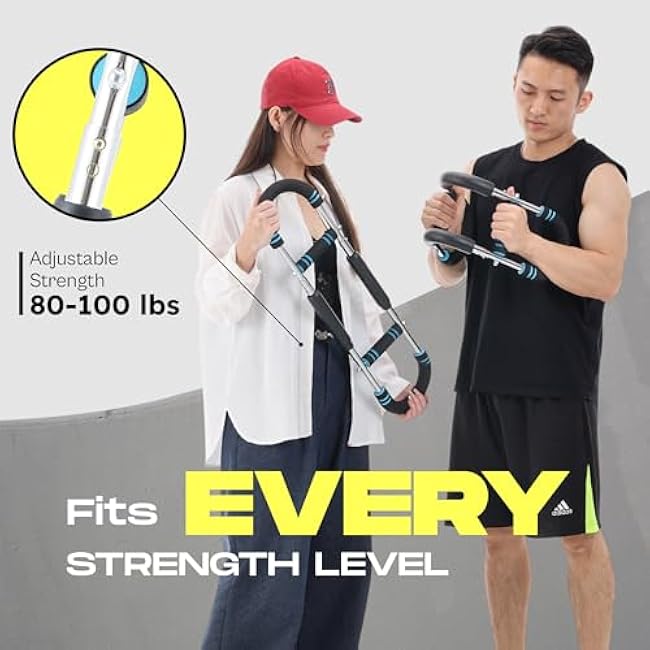 Twister Arm Trainer 80-120 lb Adjustable Chest Workout Equipment for Men & Women | Arm and Chest Muscle Trainer with 4 Springs & Training Poster Detachable Arm Twister Exerciser Home Fitness Equipment