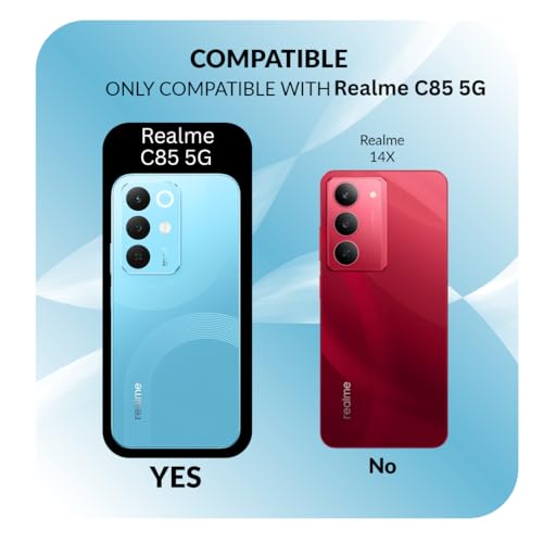 Image of Back Cover Case + Screen Protector for Realme C85 5G | Transparent Black | TPU & PC Anti Yellow Mobile Phone Case Cover for Realme C 85 / Realme C85 5G | 360 & Camera Protection Case