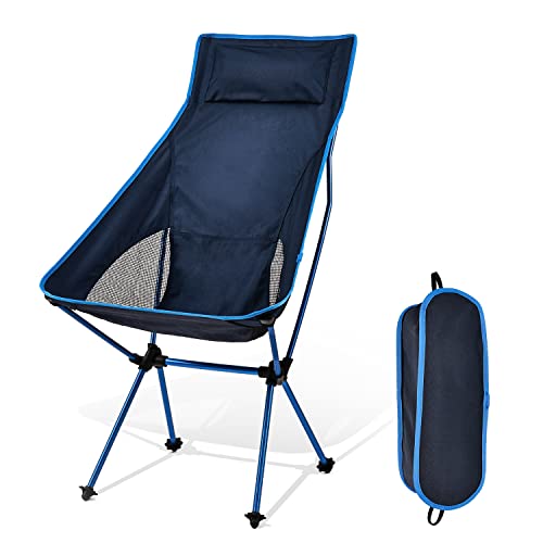 ZealWe Camping Chair, Folding Camping Chair Lightweight Compact High Back for Adults with Headrest and Carry Bag, Outdoor Chair for Fishing Hiking Picnic Beach