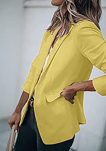 FLITAY Womens Solid Color Lightweight Blazer Long Sleeve Single Breasted Jacket Coat3