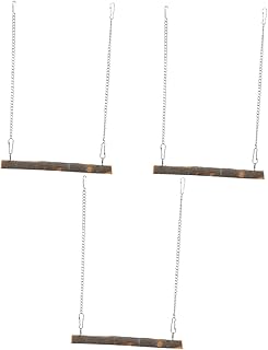 FRCOLOR 3pcs Parrot Swing Parrot Toy Bird Cage Cleaner Bird Training Supplies Parakeet Perch Toy Cockatiel Toys Parrot Perch Bird Swing Bird Cage Perch Bird Decor Parrot Stand Wooden Birds