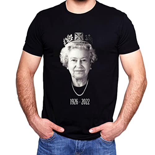 HINAA Queen Elizabeth Platinum Jubilee schwarzes T-Shirt für Herren und Damen, Rundhalsausschnitt, kurzärmelig, Queen's Royal 1926-2022 Memorial T-Shirts Cover