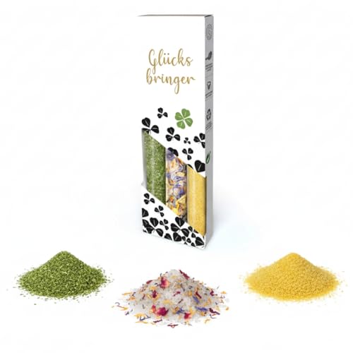 3er Set Gewürze „Glücksbringer“ – Lieblingskräuter Salz, Blütensalz & Zitronen-Ingwer Salz...