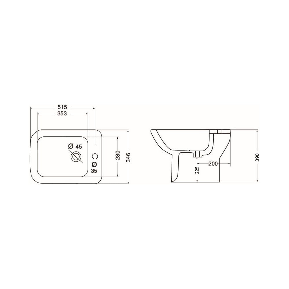 BIDET JASMINE sanitarna ceramiczna bateria LINPHA dozująca