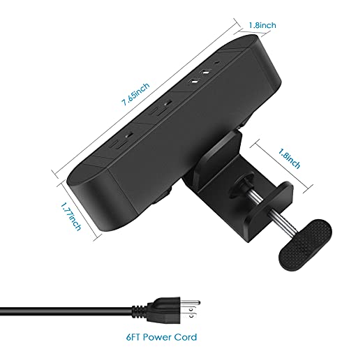 Desktop Clamp Power Strip With Usb C,Aluminum Alloy Desk Clamp Power Strip With 2 Outlets,Desktop Edge Power Outlets,Surge Protector Desktop Power Strip With 6Ft Cord #TOP6