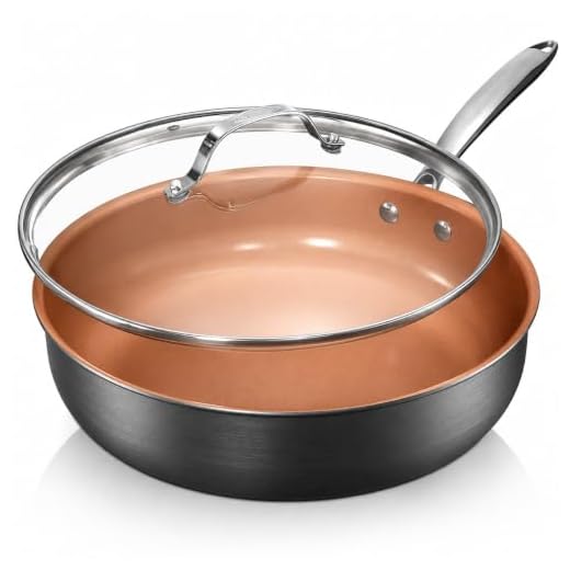 Gotham Steel Nonstick Sauté – 5.5 Quart. Multipurpose Ceramic Jumbo Cooker Fry Pan with Glass Lid, Stay Cool + Helper Handle, Oven, Stovetop & Dishwasher Safe, 100% PFOA Free
