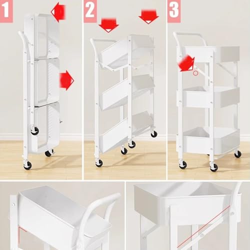 Chariot de rangement pliable polyvalent à étagères et poignées pour la maison - 7