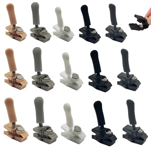 KASESSS 15 Pezzi Cursore Cerniera Ricambio, Zip Cerniera, 3 Misure Tira Cerniere Lampo, Kit Cursori Per Cerniere, Kit Cursori Per Cernieres Lampo Senza Attrezzi per Giacche Borse Valigie Jeans