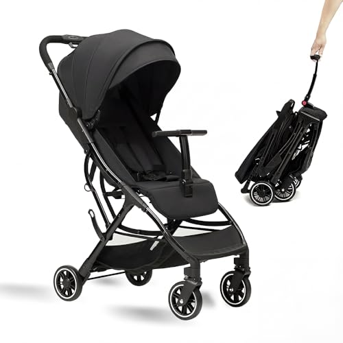 Image of COOL KIDS Portable Stroller with Automatic Fold，Lightweight Umbrella Stroller with Pop Out Sun Canopy，Compact Strollers for Travel(Black)