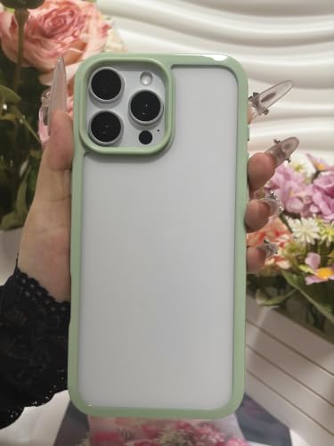 Coque iPhone 14 Pro antichoc transparente fine plastique rigide bumper vert - 3