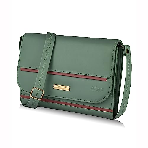 Image of ALSU Women's trendy Sling Bag | handbag | purse | crossbody bag| deattachable straps | adjustable straps |card slots 4| side bag| phone pocket