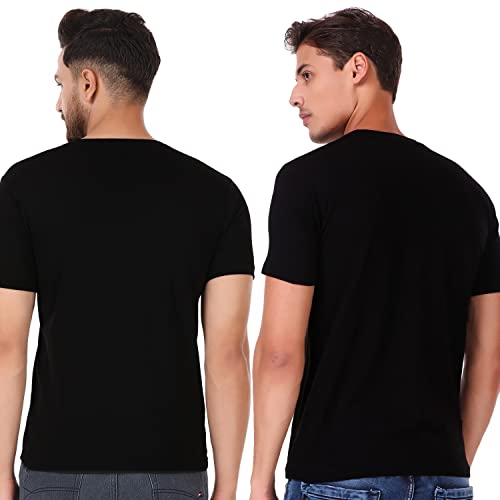 Image of Men's Plain Tshirt | Any Time Wear | Black & White Tshirt | Regular fit Half Slevees Round Neck Pure Cotton Black and Black Combo Pack of 2Tshirt XL