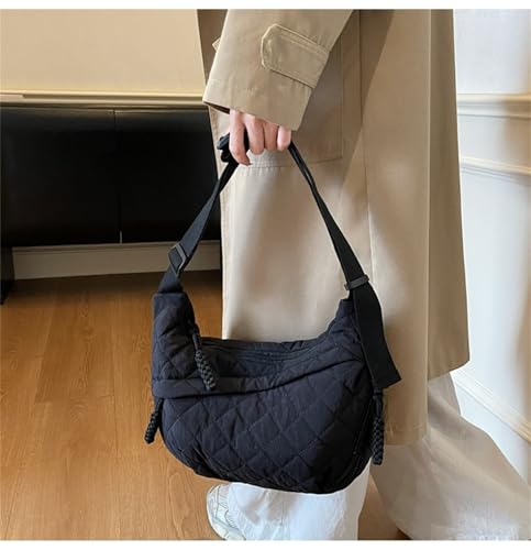 Image of Crescent Shoulder Bag Nylon Crossbody Bag for Women Nylon Hobo Bags Slouchy Sling Purse Dumpling Bags