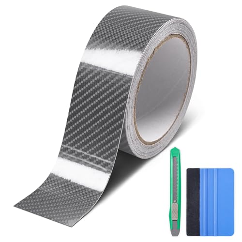 Image of Lypumso 6D High Gloss Carbon Fiber Vinyl Wrap Tape, Chrome Delete Tape for Cars Motorcycle Detailing DIY Car Door Edge Guard Decals Blackout Tape Roll (6D Grey, 2in x 30ft)